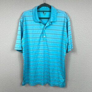 Greg Norman Play Dry Stripe Short Sleeve Polo Shirt Golf Blue Sz M